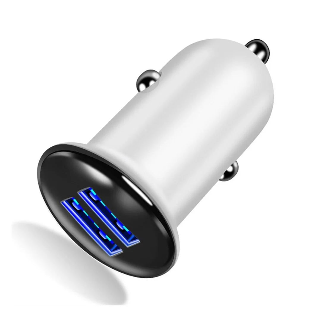 Budi 12W Dual USB-A Car Charger - White