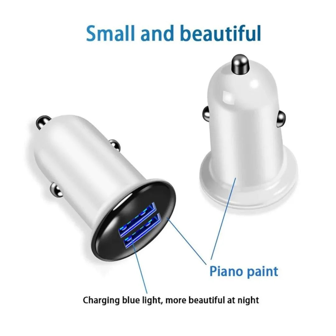 Budi 12W Dual USB-A Car Charger - White