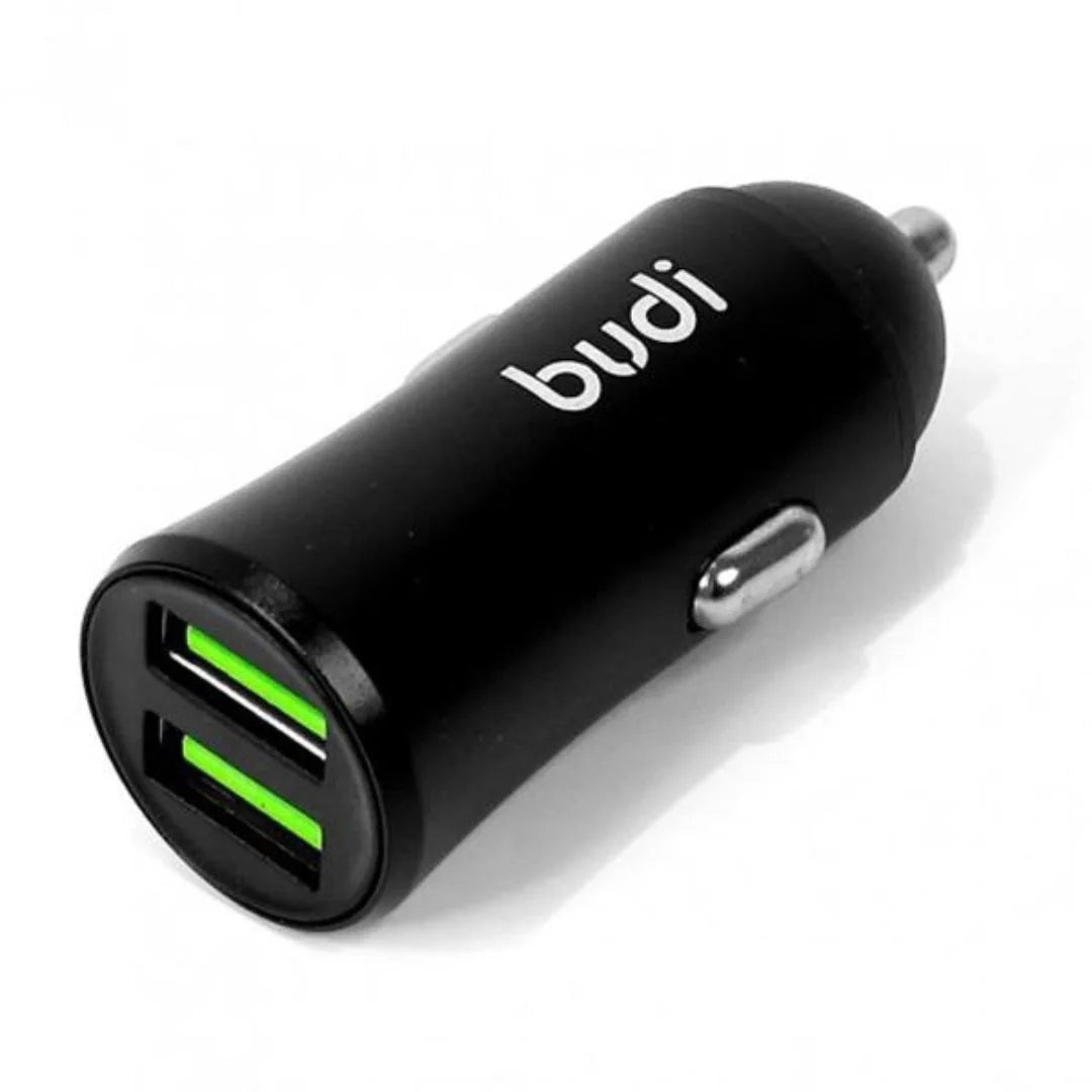 Budi Dual USB 12W Car Charger with 3-in-1 Data Cable