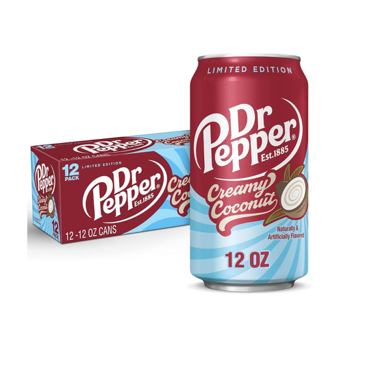 Dr Pepper Creamy Coconut - Refreshing Blend of Classic and Tropical (Pack of 12x 355ml)