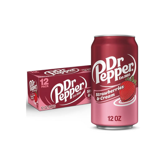 Dr Pepper Strawberry and Cream - A Deliciously Creamy Twist (Pack of 12x 355ml)