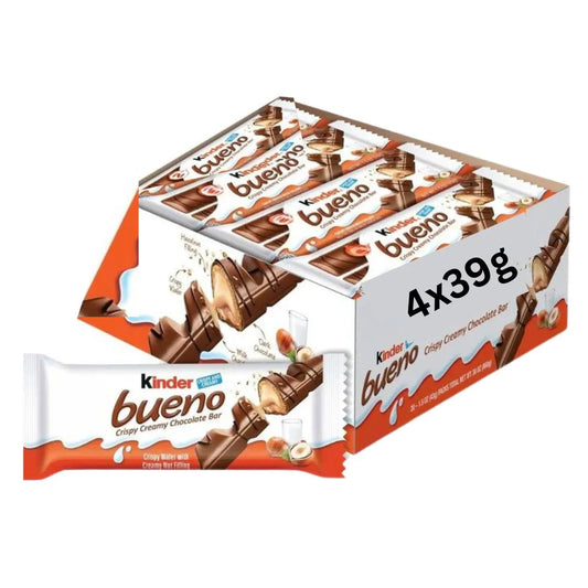 Kinder Bueno White - Creamy Milk Chocolate with Hazelnuts (Pack of 4x 39 gram)