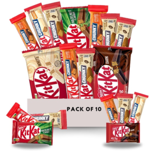 KitKat 10 Bars Assorted Flavours  Hazelnut, Chunky, Peanut Butter, White & Dark Chocolate