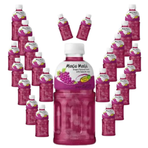 Mogu Mogu Grape Juice with 25% NATA De Coco | Energy Booster Drink  24x320ml