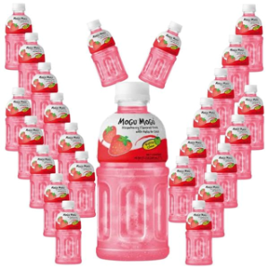 Mogu Mogu Strawberry Juice with 25% NATA De Coco | Energy Booster Drink  24x320ml