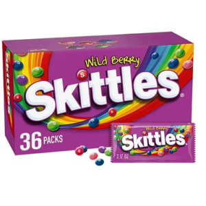 Skittles Wild Berry Fruity Chewy Candy Full Size Bulk Pack 36x 45g