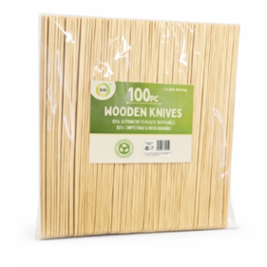 Wooden Knives compostable and Biodegradable, 100 Pack