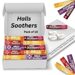 Halls Soothers Hamper  Assorted 5 Flavours (Blackcurrant, Honey & Lemon, Cherry, Strawberry, Peach & Raspberry)  Pack of 10 Lozenges
